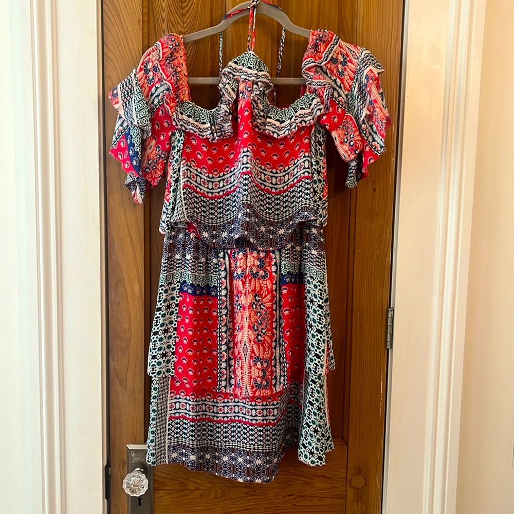 Parker multicolored women’s off shoulder dress